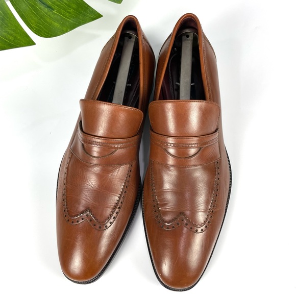 Johnston & Murphy Made in Italy brown leather dress shoes Sz 10.5M 24-0730 - Picture 9 of 14